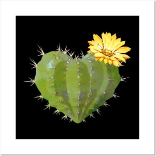 Cactus heart watercolor jellow flower Posters and Art